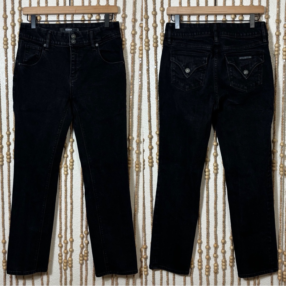 Hudson Black Straight Leg Mid-rise Straight Leg Contemporary Goth Grunge Jean 6